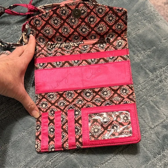 Vera Bradley Pink and Brown Floral Crossbody Bag - Picture 2 of 5